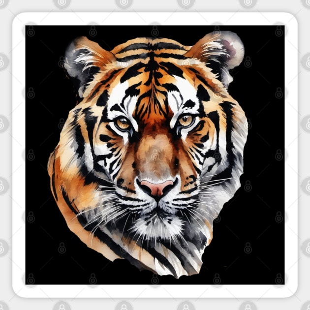 Abstract Water Color Painting of a Siberian Tiger Sticker by BirdsnStuff